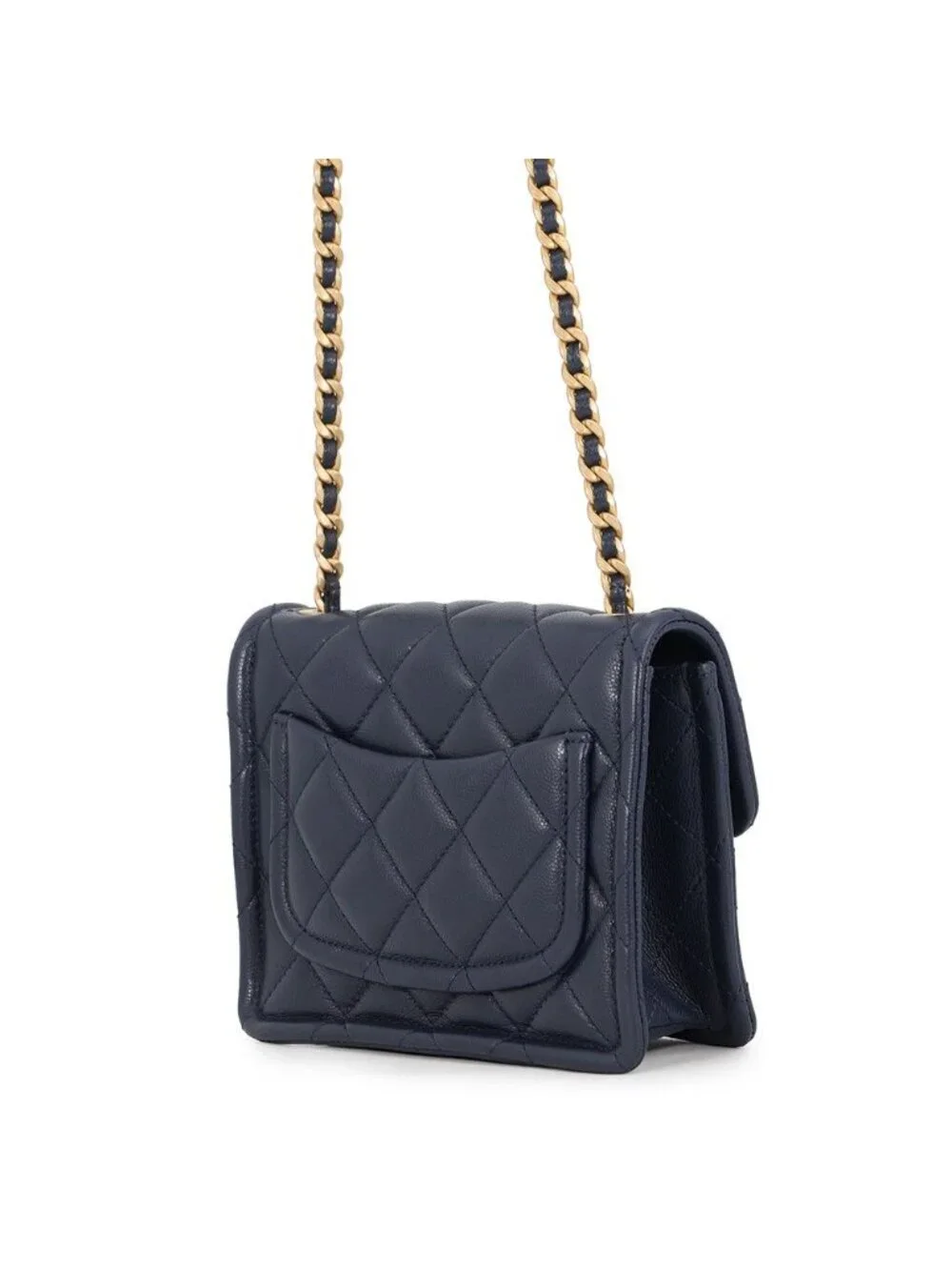 Chanel Chain Shoulder Bag Mini Quilted CC Logo Caviar Leather